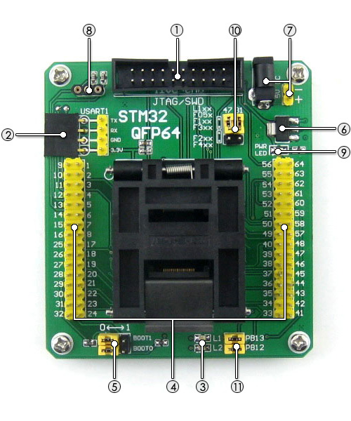 Adapter programatora STM32-QFP64