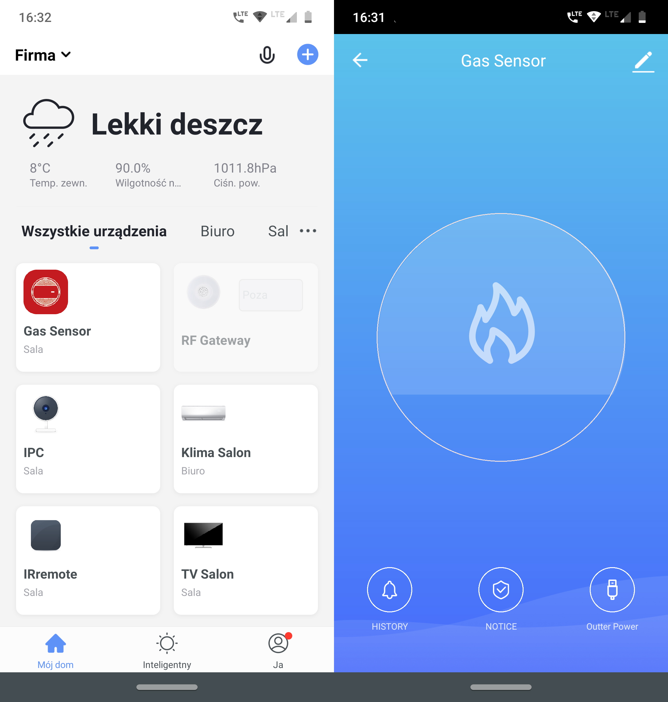 Inteligentny czujnik gazu ziemnego i metanu WiFi Tuya