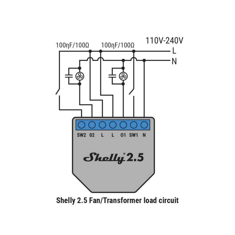 RC Snubber moduł mochłaniający energię skoku napięcia dla Shelly 1, 1PM oraz 2.5