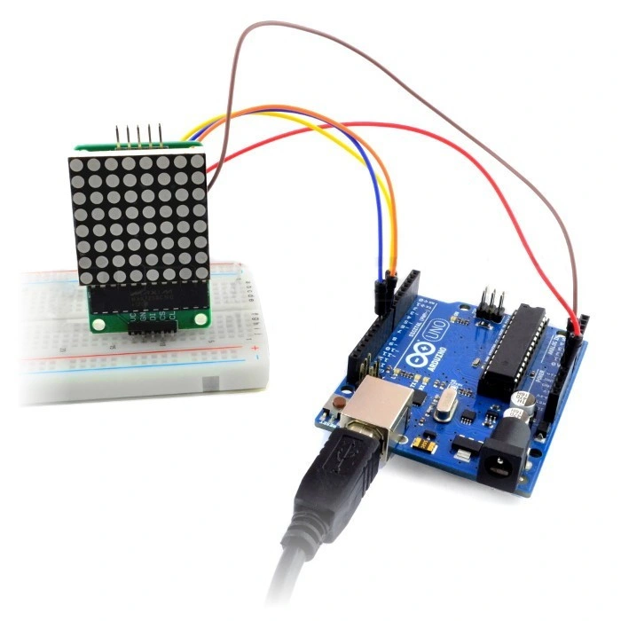 Matice 8x8 LED + ovladač MAX7219 - červená LED pro Arduino