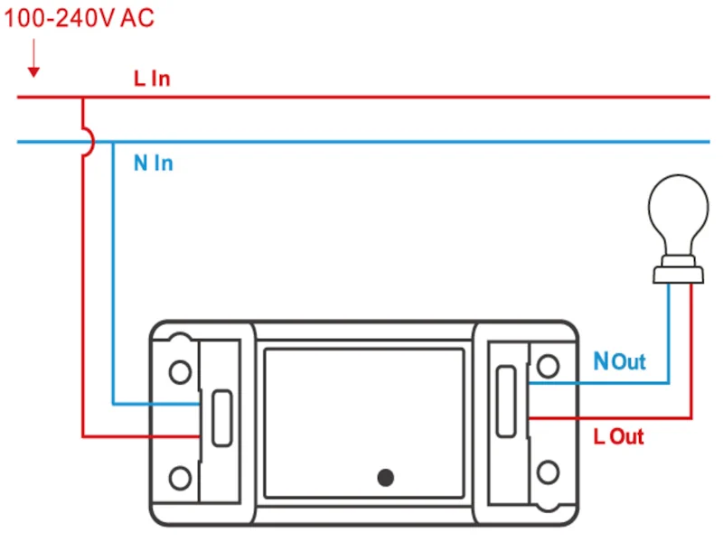 Schemat podłączenia Sonoff Basic Supla 230V