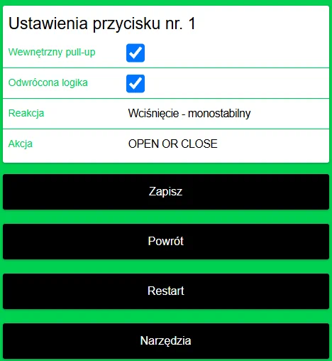 Konfiguracja przycisku monostabilnego w Supla GUI