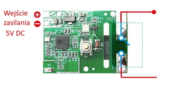 Schemat podłączenia zasilania Sonoff RE5V1C