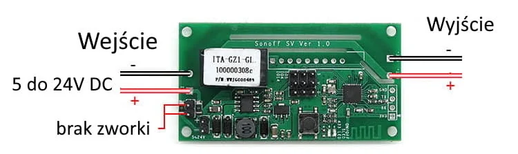 Schemat Sonoff SV zasilanie 5-24V