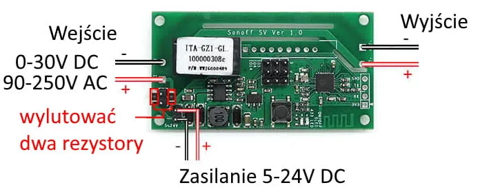 Schemat Sonoff SV tryb izolowany