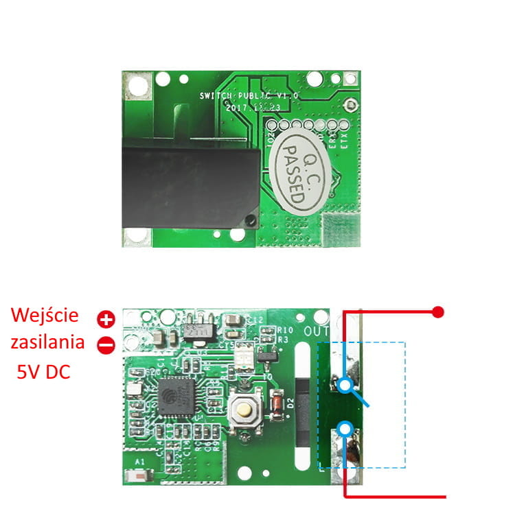 Przekaźnik WiFi z wyjściem beznapięciowym RE5V1C z usługą zmiany oprogramowania na SUPLA