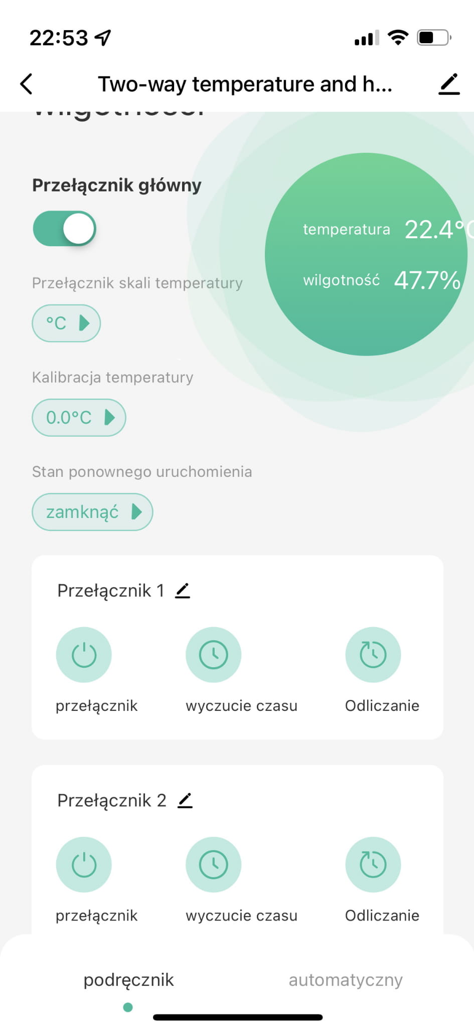 Ekran główny aplikacji Tuya