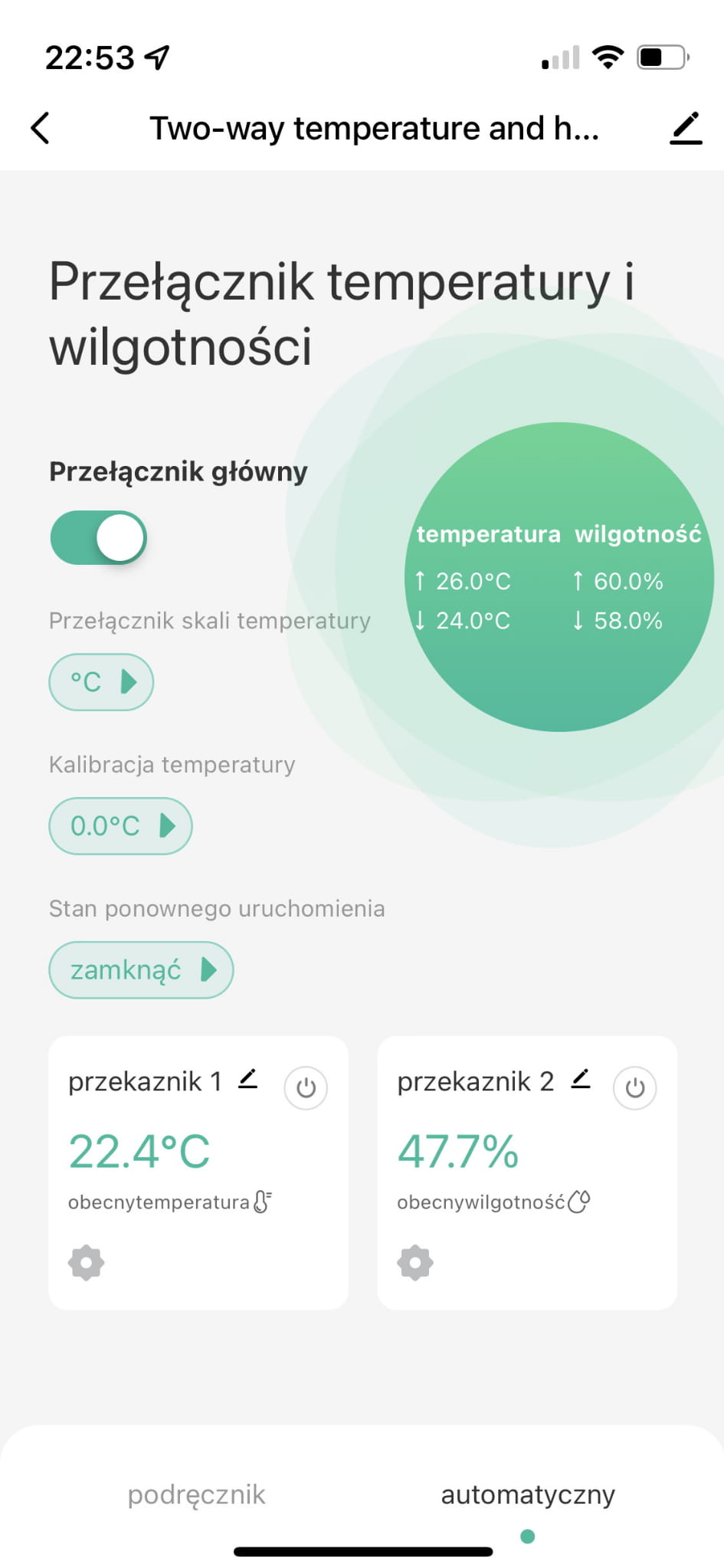 Konfiguracja ustawień temperatury w aplikacji