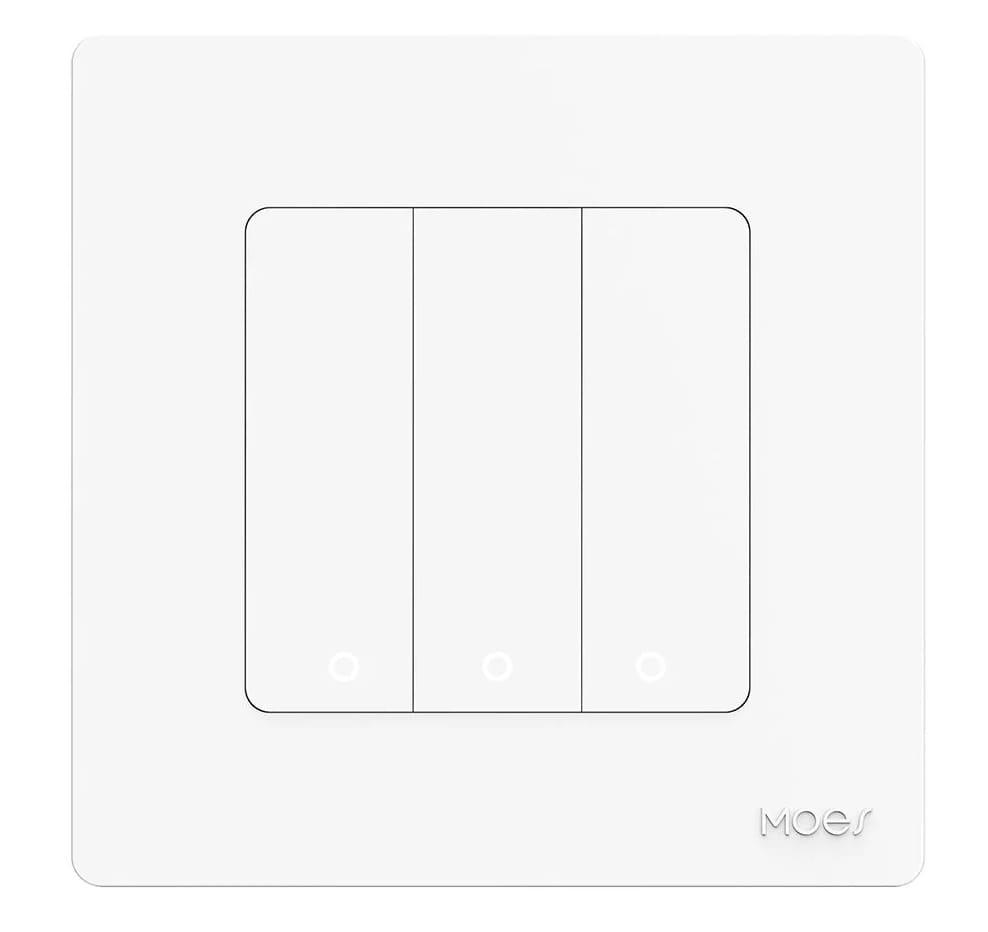 Przełącznik inteligenty 3 obwodowy z obsługą 12 scen Zigbee Tuya zasilany baterią Moes
