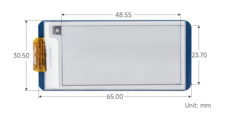 Dimensions of E-Paper HAT 2.13 inch (G) module