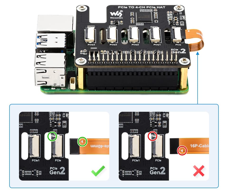 Connecting the PCIe adapter to Raspberry Pi 5