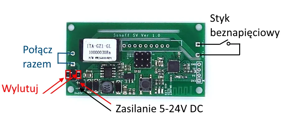 Modyfikacja Sonoff SV na beznapięciowy