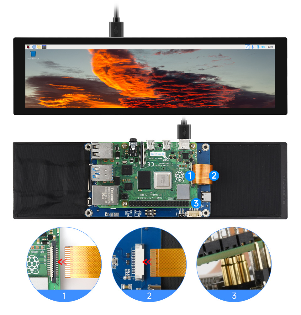 Podłączenie ekranu 8.8 DSI do Raspberry Pi 4B