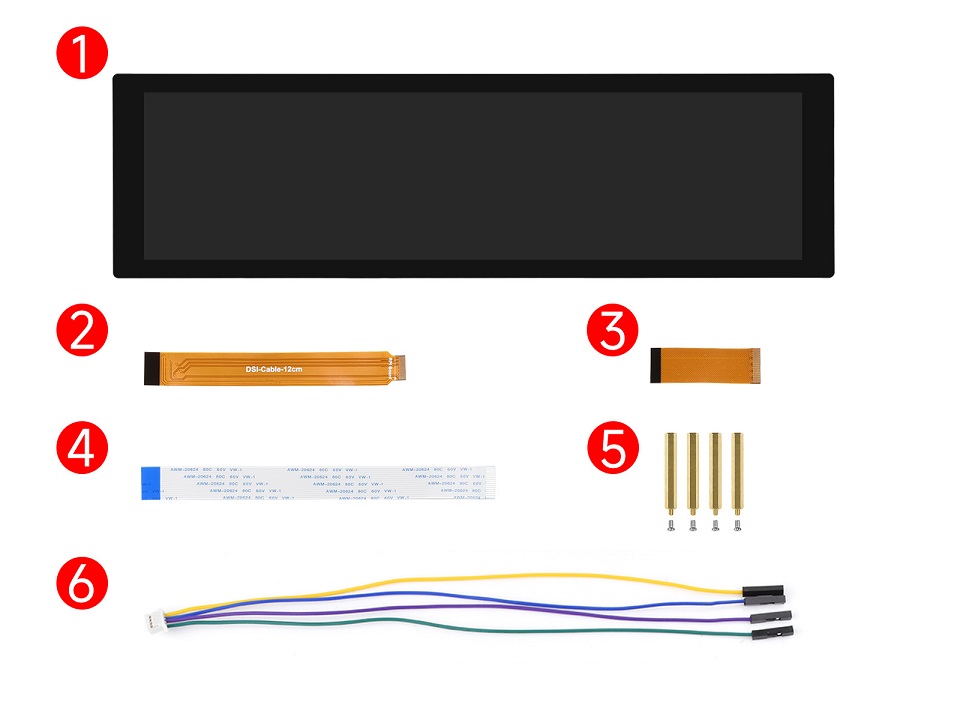 Zawartość zestawu wyświetlacza 8.8 cala DSI LCD Waveshare