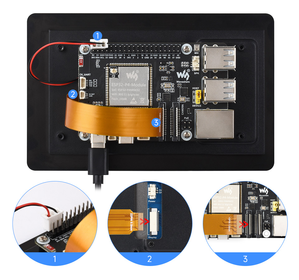 Połączenie wyświetlacza z ESP32-P4