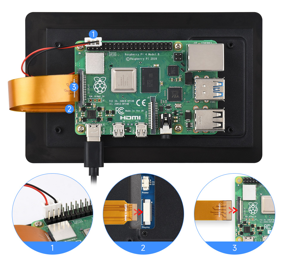 Połączenie wyświetlacza z Raspberry Pi  4B