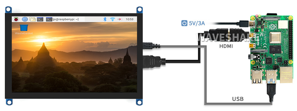 Wyswietlacz 5 cali HDMI LCD dla Rapsberry Pi