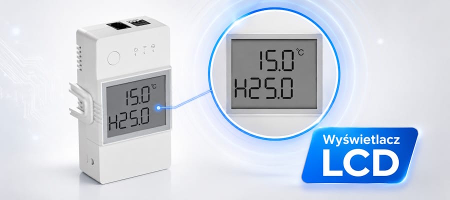 Wyświetlacz LCD Sonoff THR316D temperatura aktualna zadana tryb H C