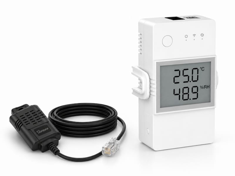 THR316D z wgranym oprogramowaniem SUPLA wyświetlaczem LCD i czujnikiem temperatury i wilgotności THS01