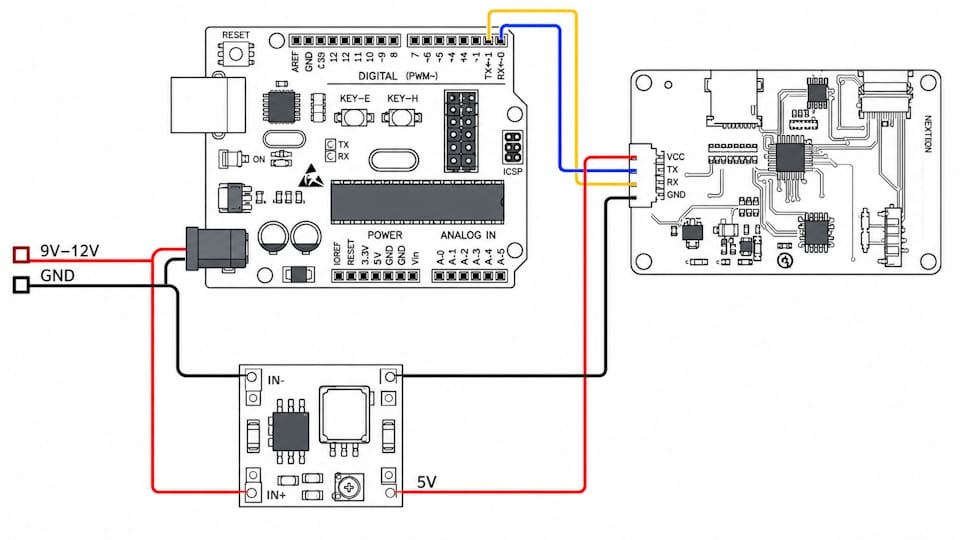 Schemat zasilania wyświetlacza Nextion Intelligent NX8048P070-011R-Y