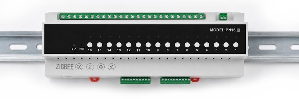 16-kanałowy moduł przekaźnikowy Zigbee Tuya na szynę DIN