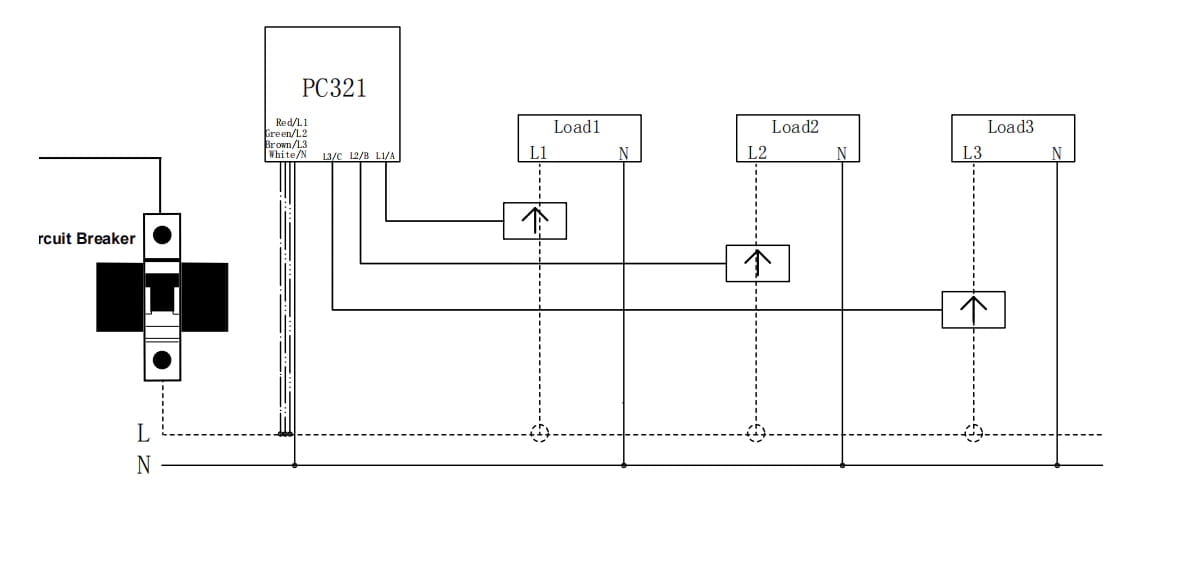 Schemat podłączenia miernika Zigbee w instalacji jednofazowej