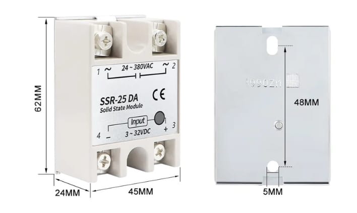 Przekaźnik półprzewodnikowy SSR-25DA 25 A 3–32 V DC 24–380 V AC