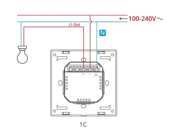 Schemat podłączenia przełącznika Sonoff M5-1C-86W