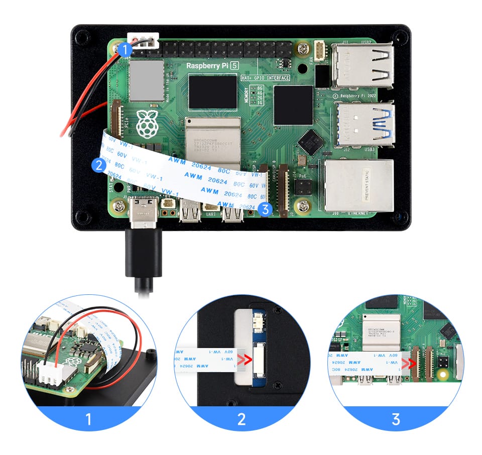 Sposób podłączenia wyświetlacza do Raspberry Pi 5