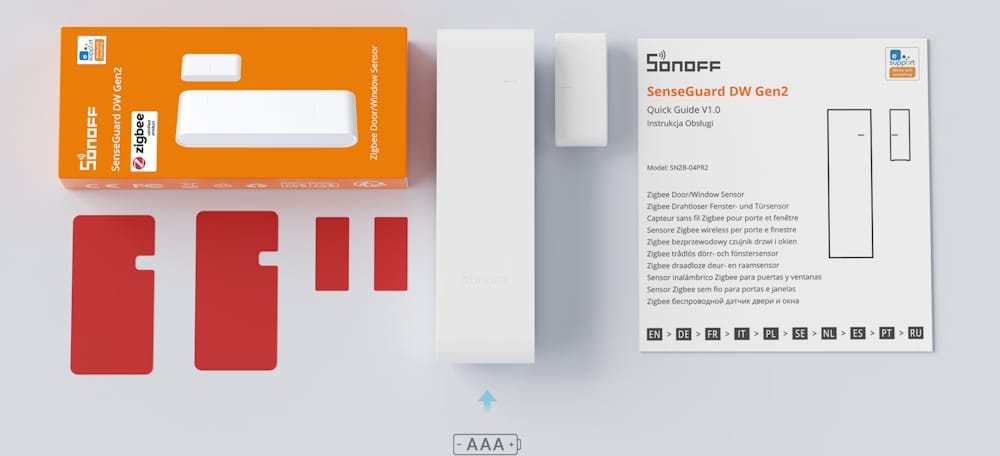 Zawartość pudełka czujnika SONOFF SNZB-04PR2