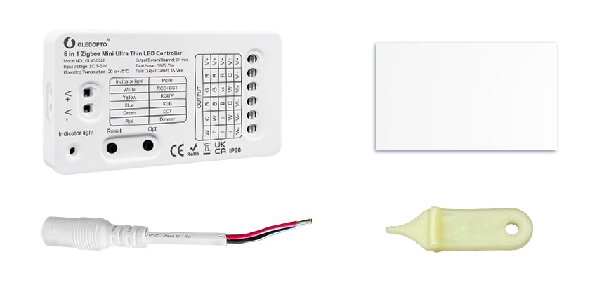 Zawartość zestawu mini sterownika LED Gledopto