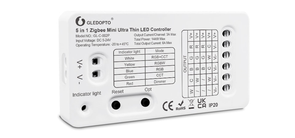 Mini sterownik LED Gledopto 5w1 do inteligentnego oświetlenia