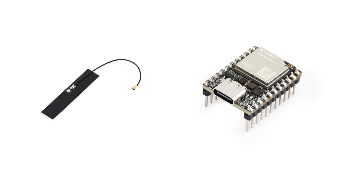 Zawartość zestawu płytka ESP32-C5-MINI-KIT-UM i antena FPC