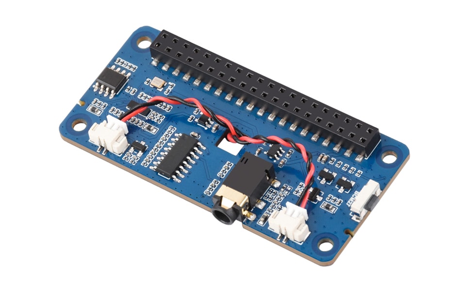Złącza głośnikowe na płytce DA7212 Audio HAT (B)