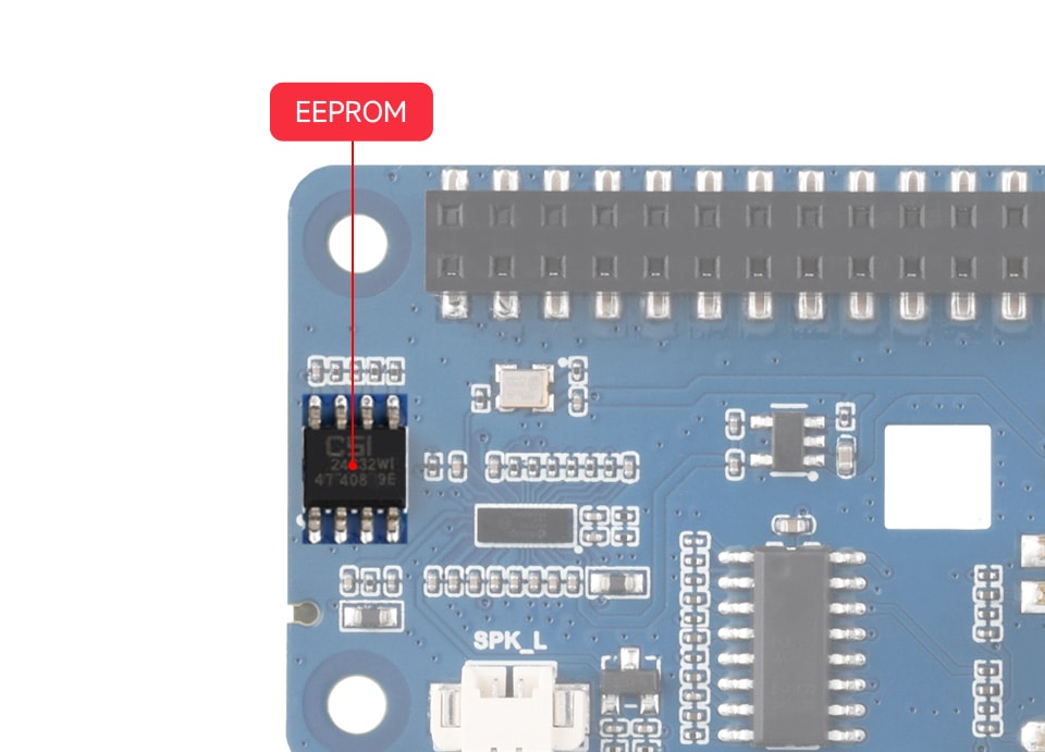 Pamięć EEPROM na karcie dźwiękowej DA7212 Audio HAT (B)